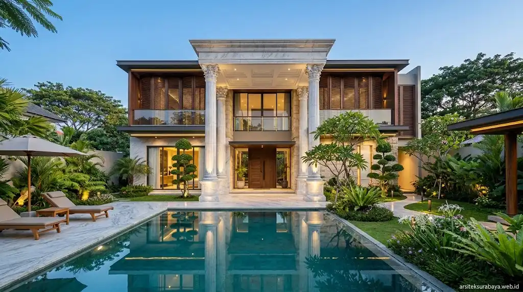 Desain Rumah Mewah Klasik Modern Surabaya Barat