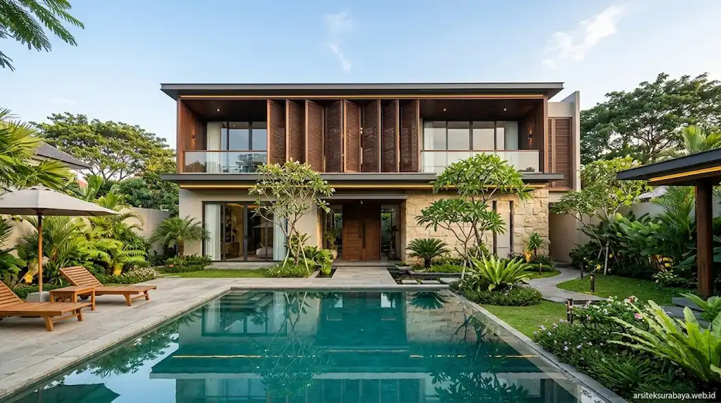 Desain Rumah Tropis Modern Surabaya Selatan