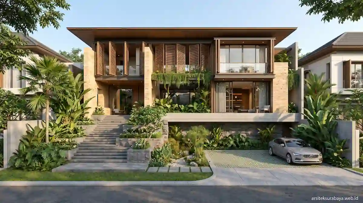 Jasa Arsitek Desain Rumah Tropis Modern Bebas Banjir Surabaya