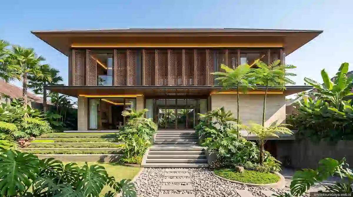 Jasa Arsitek Desain Rumah Tropis Kontemporer Surabaya Sejuk